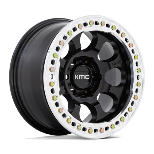 KMC KM237 Riot Beadlock 17x9 5x5.0 Satin Black Machined Ring Wheel 17" -12mm